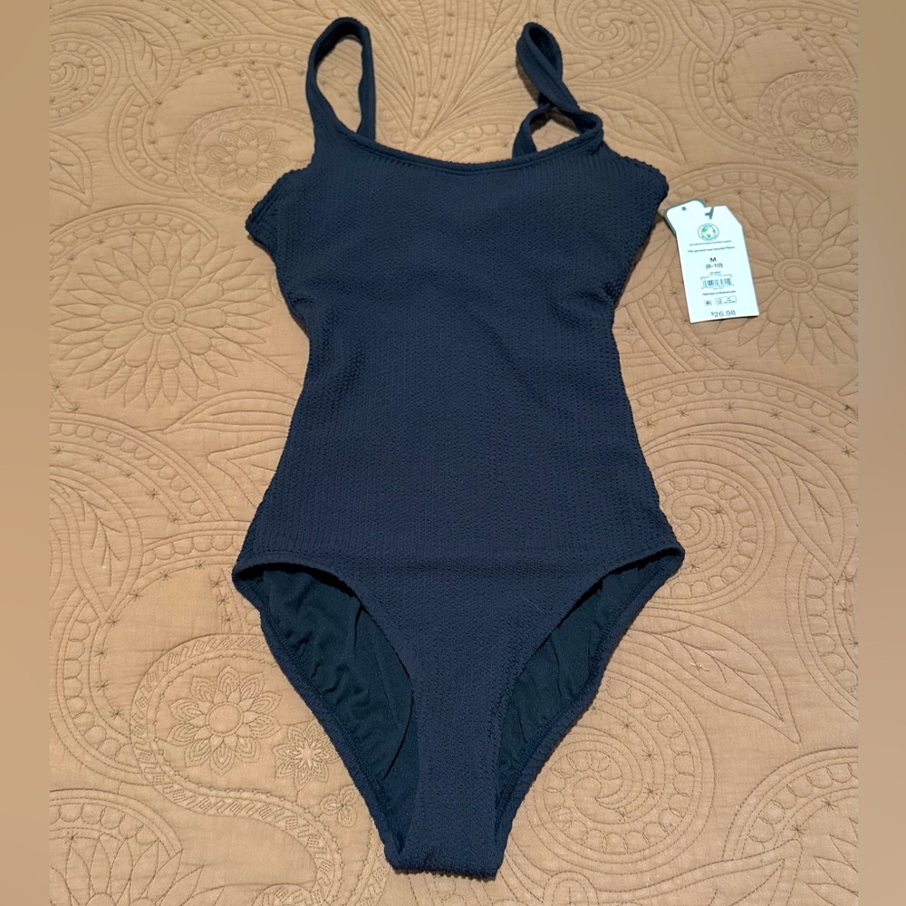 Time and Tru black Textured Swimsuit